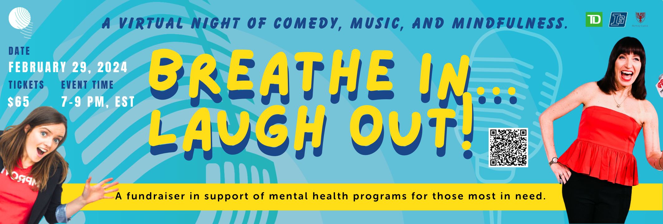 Breathe in... laugh out comedy event website banner February 2024 Ophira Eisenberg