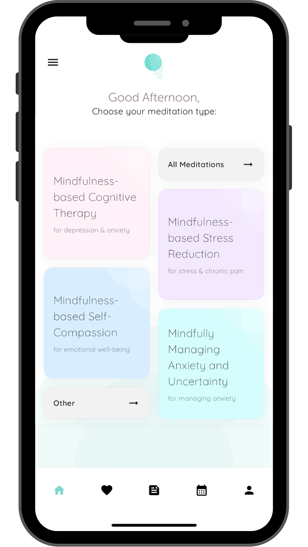 Graphic showing The Centre for Mindfulness Studies App being viewed on a phone